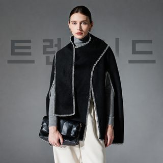 여성 양면 모직 느낌 숄 케이프 판초 머플러 겨울 봄 가을 보온 무지 롱숄