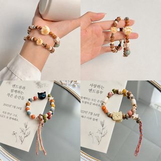 경덕진 도자기 고양이 발바닥 비즈 팔찌 여성 여름 선물용 수공예 핸드메이