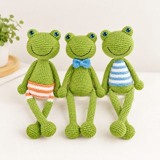 초보자용 개구리 인형 코바늘 뜨개질 DIY 키트