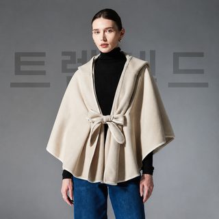 아마존 여성 후드 숄 망토 양면 겨울 가을 간절기 케이프 크림색