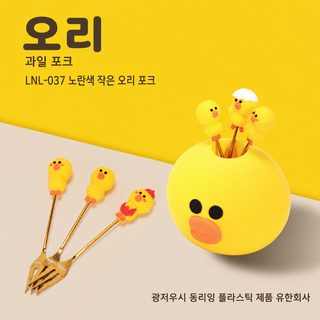 410 스테인리스 캐릭터 과일포크 세트 귀여운 실리콘 롱핸들 과일꽂이