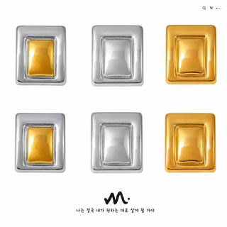 여성 스테인리스 직사각 배색 귀걸이 PVD 도금 유럽풍 패션 이어링