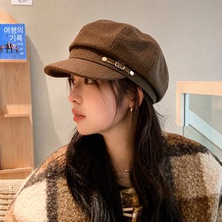 秋冬季网红八角帽女新款时尚遮阳鸭舌帽户外逛街休闲百搭贝雷帽