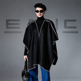 아마존 대외무역 중고급 구미 춘추겨울 2026 신형 양면은 검은색 숄 거리 백합