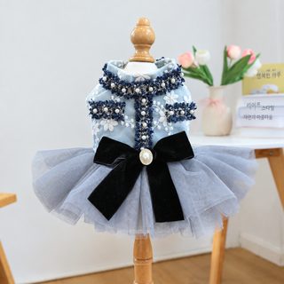 PETCIRCLE宠物圈 宠物衣服狗狗猫猫服装服饰春秋装灰蓝香风裙