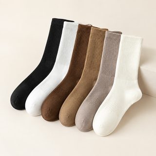여성 순면 중목 양말 무봉제 발끝 땀흡수 사계절 스포츠 골지 롱삭스