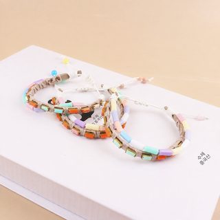 남녀공용 수제 브레이드 더블링 비즈 체인 팔찌 기하학 패션 액세서리
