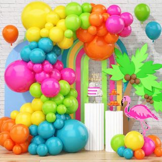 129pcs 여름 무지개 풍선 가랜드 세트 태양 구름 풍선 체인 아치 어린이 생일