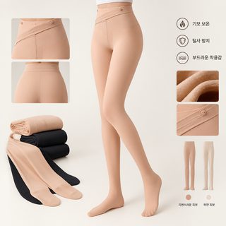 보나스 720침 이중 레이어 여성 가짜 맨다리 스타킹 가을 겨울 기모 탈부착