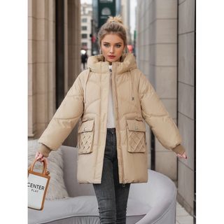 外贸冬季红色羽绒棉服2026新款中长韩版棉袄女时尚面包服宽松棉衣
