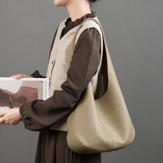 여성 천연 소가죽 버킷 토트백 대용량 숄더백 데일리 가방
