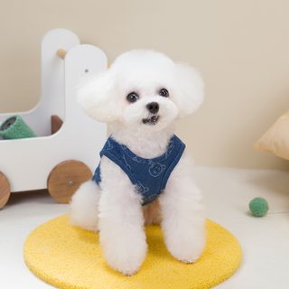 테디 강아지 겨울 보온 리드줄 연결 소형견 산책용 기모 2발 조끼