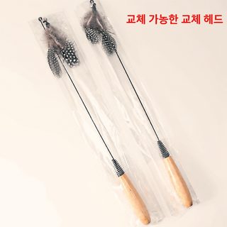 CFA 나무 손잡이 스프링 고양이 낚싯대 깃털 장난감 인터랙티브 사냥놀이 스