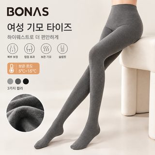 보나스 여성용 기모 레깅스 고허리 복부 보정 슬림핏 겨울 유발 타이즈