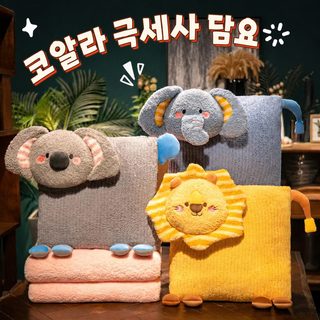 캐릭터 쿠션 담요 2in1 접이식 에어컨 이불 차량용 사무실 낮잠용 베개