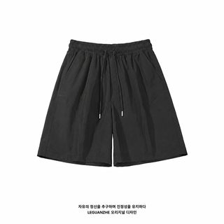 아메리칸 어슷 커팅 캐주얼 반바지 남성 여름 트렌디 패치 접합 헐렁헐렁