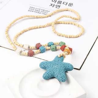 크로스보더 수제 도파민 화산석 사랑의 목걸이 여름 불가사리 롱 펜던트 컬