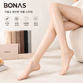 BONAS 여성 여름 얇은 15D 팬티스타킹 올풀림 방지 데일리 무압박 심리스 레깅