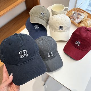 니뤄스 레터 자수 남녀공용 와이드챙 볼캡 캐주얼 데일리 야구모자