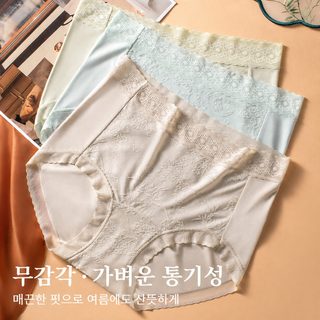 여성 모달 자카드 삼각팬티 10A 항균 안감 하이웨이스트 편안한 데일리 속옷