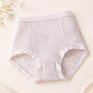 보나스 여성 뽕누에실 혼방 항균 하이웨이스트 부조 자카드 롱 크로치 삼각