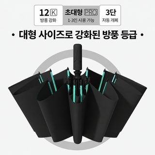 대형 완전자동 3단 우산 여성용 우양산 UPF50+ 블랙코팅 자외선 차단 튼튼한