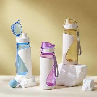 부흥 휴대용 이중 물컵 650ml 끈 달린 플라스틱 컵 누수 방지 사무실 차량 야