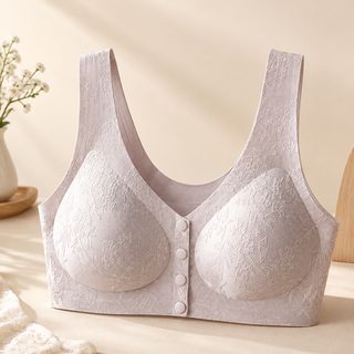 보나스 앞단추 노와이어 브라 10A 항균 자카드 풀컵 중년 여성 속옷