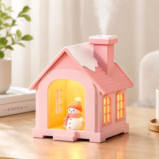 USB 탁상용 미니 가습기 눈사람 하우스 무드등