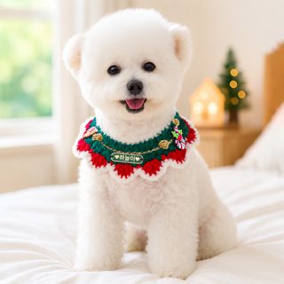 애완용품 턱받이 수제 갈고리 목도리 크리스마스 명절 애완고양이 강아지