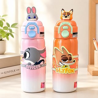 어린이 스테인리스 빨대 보온병 휴대용 물병 500ml