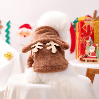 펫 서클 강아지 고양이 크리스마스 의상 의상 금사슴뿔 크리스마스 플란넬 변신 의상