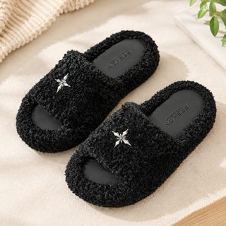 여성 겨울 털 슬리퍼 두꺼운 밑창 실내 거실화