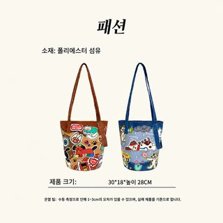 오리지널 캔버스 가방 여성 가방 자수 데님 부토 특 대용량 휴대용 옥스포