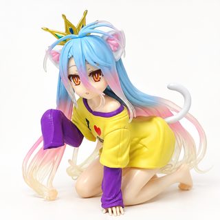 NO GAME NO LIFE 게임 인생 여동생 제복 고양이 귀소매 옷 화이트 크라운 피규어 붐 놀이 진열장