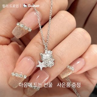 삼려구 Kitty 행운성 목걸이 여자 오리지널 쇄골사슬 경사 정교 여자친구 생일 선물