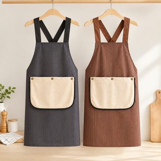 탈부착 손수건 방수 앞치마 스트라이프 주방 식당 작업용