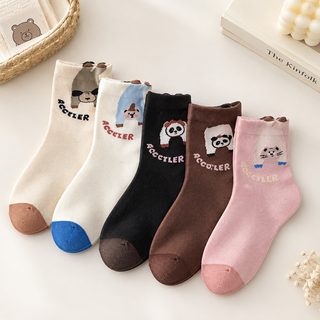 엎드려 곰 입체 여자 양말 디자인 양말 여자 무골 면 양말 만화 동물 중통