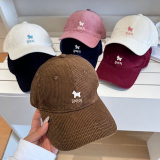 가을, 겨울 한국판 코듀로이 베이지색 강아지 오리털모자 자녀 나들이 사진 찍기 넓은 챙 얼굴 작은 야구모자 습기