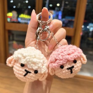공장 도매 만화 동물 머리 자동차 열쇠고리 수공 털실 짜임 새끼 양 가방 작