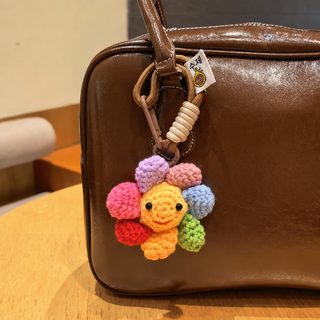 현물 도매 털실 갈고리 직조 해바라기 핸드백 걸이 소중 수공 짜임 태양화 걸이 열쇠고리