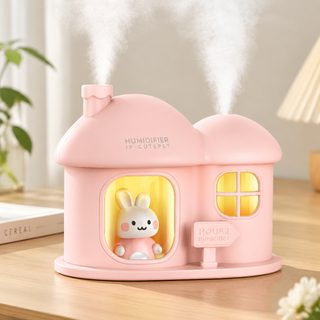 집모양 USB 미니 가습기 듀얼 분무 저소음 탁상용 무드등