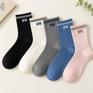 25 양말 여자 가을 겨울 신상 여자 양말 중통 양말 학원풍 05호 롤업 스포츠