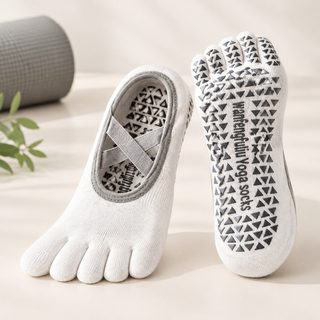 요가 필라테스 양말 미끄럼 방지 전문 여자 다섯 손가락 양말 짧은 양말 분지 양말 발가락 노출 통기 크로스보더 양말