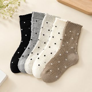 레이스 면양말 자녀 가을 겨울 신상 거품구 무골 중통 양말 일본계 귀여운