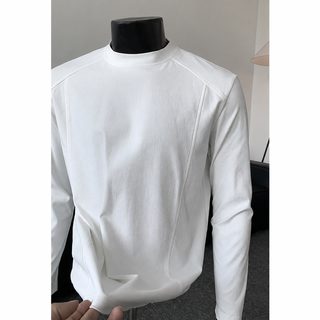흰색 작은 네크라인 정견 맨투맨 가을 cleanfit 어깨 너비 긴팔 티셔츠 아메리칸 이너웨어