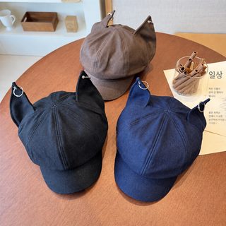 세련된 개성 귀여운 고양이 귀 신문 아동 모자 여자 춘추 거리 한국판 일본
