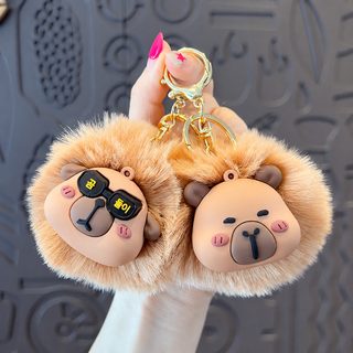 쿠루곰 카피바라 키링 대형 폼폼 가방 열쇠고리 귀여운 커플 선물