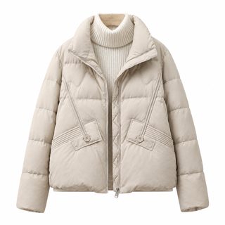 여성 오리털 숏패딩 루즈핏 하이넥 데일리 점퍼