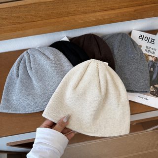 가을 겨울 신상 니트 모자 한국판 백합 보온 귀 보호대 모자 얼굴 작은 스웨터 이중 단색 고품질